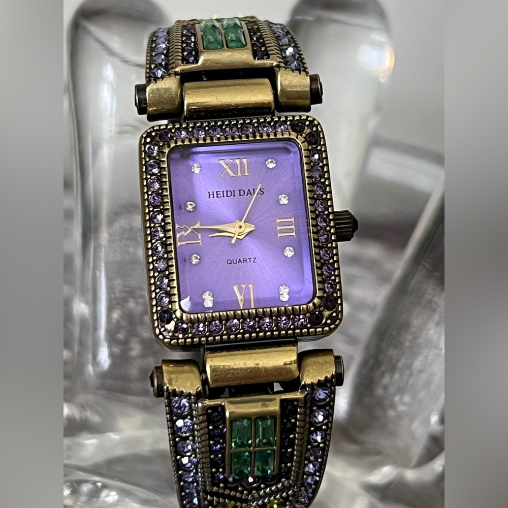 Heidi Daus 🆕 Swarovski Vintage bangle hinge Art Deco style Watch Bracelet